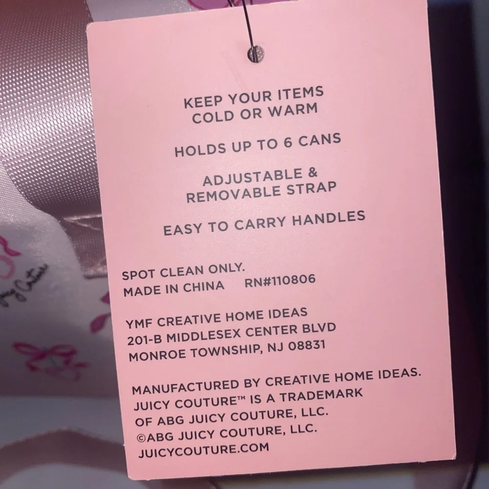 🎀🍒🩷NEW Juicy Couture Insulated Cooler Bag/ Lunch Box pink cherry Bows Hearts - Picture 9 of 10